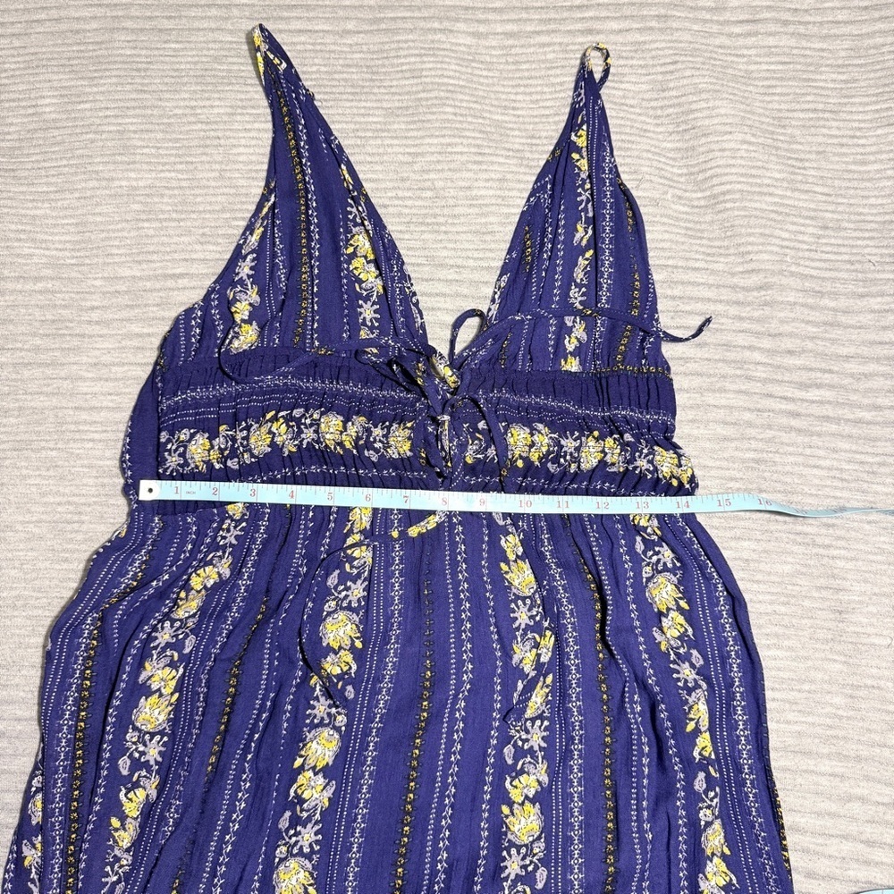 Promesa Floral Patterned Flowy Blue Spaghetti Strap Maxi Dress Size Large NWOT - Picture 5 of 7